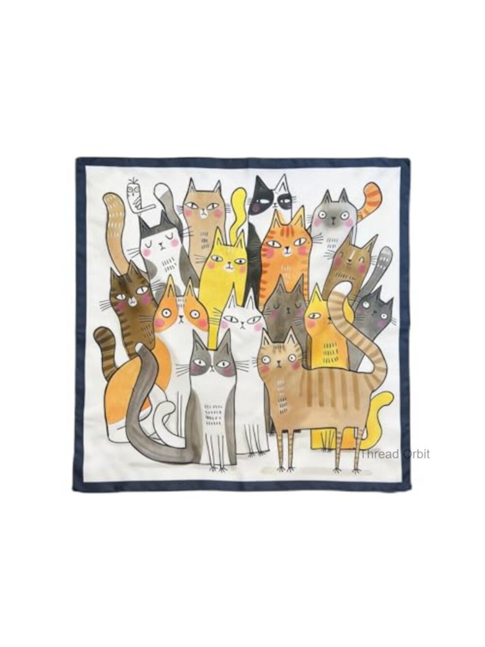 Hand Drawn Bandana Square Scarf Silky Hair Wrap Neck Scarf
